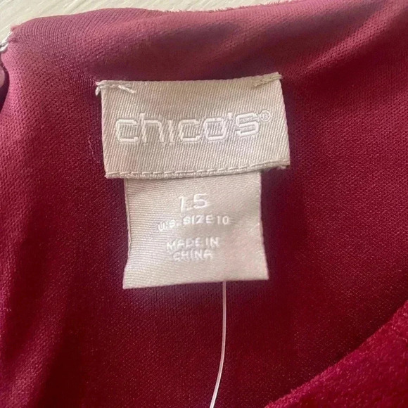 Chico’s Women’s Deep Garnet Suede Sleeveless Sheath Dress SZ 10 - Picture 6 of 9
